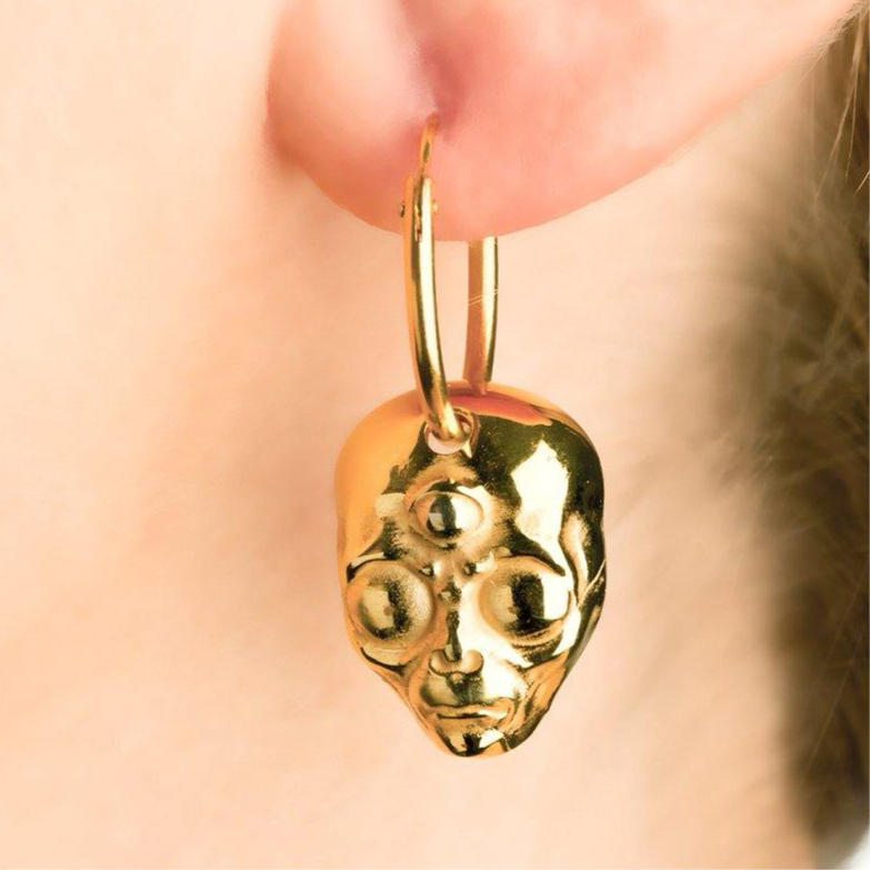 ALIEN EARRING - Goldplated silver