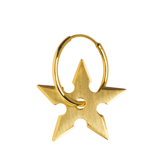 SHURIKEN STAR EARRING - brushed gold