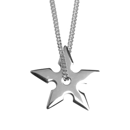 SHURIKEN STAR NECKLACE - shiny silver