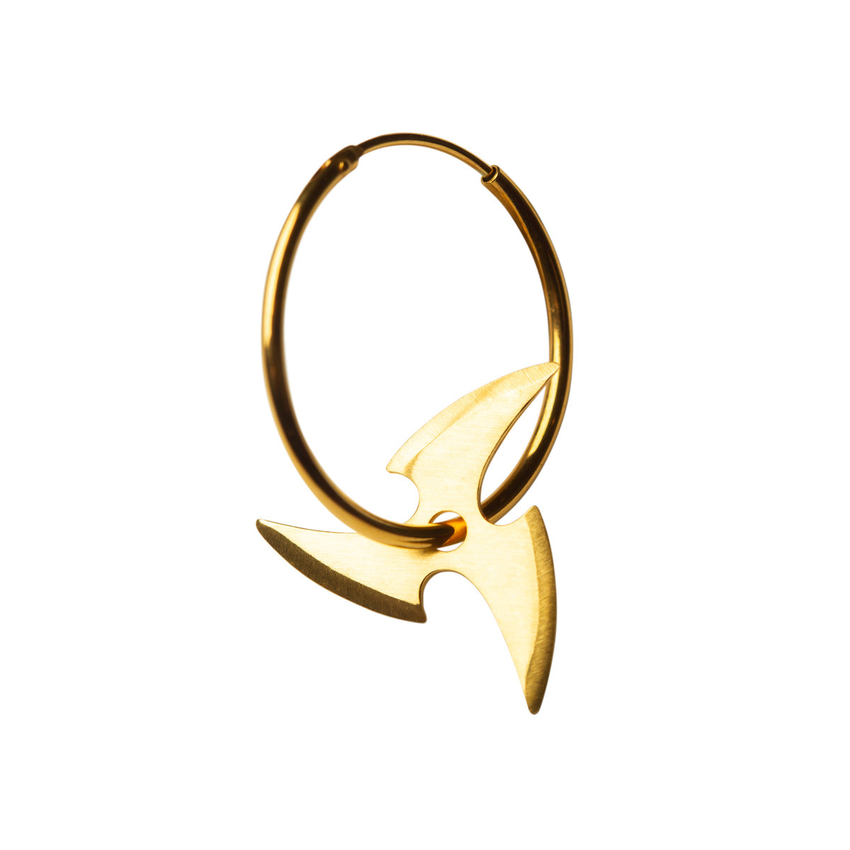 SHURIKEN TRIPLE BLADE EARRING - brushed gold