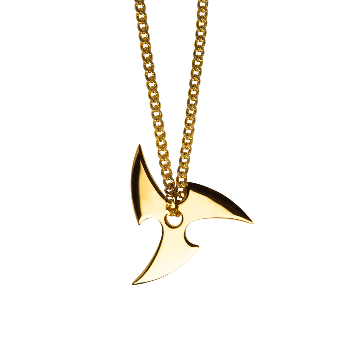 SHURIKEN TRIPLE BLADE NECKLACE - shiny gold