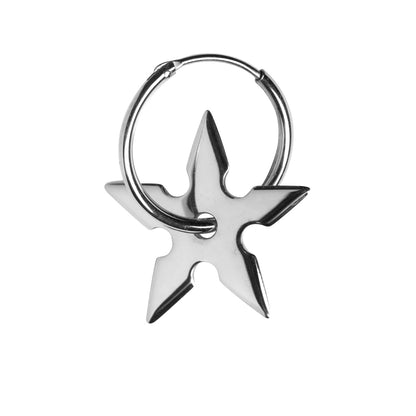 SHURIKEN STAR EARRING - shiny silver