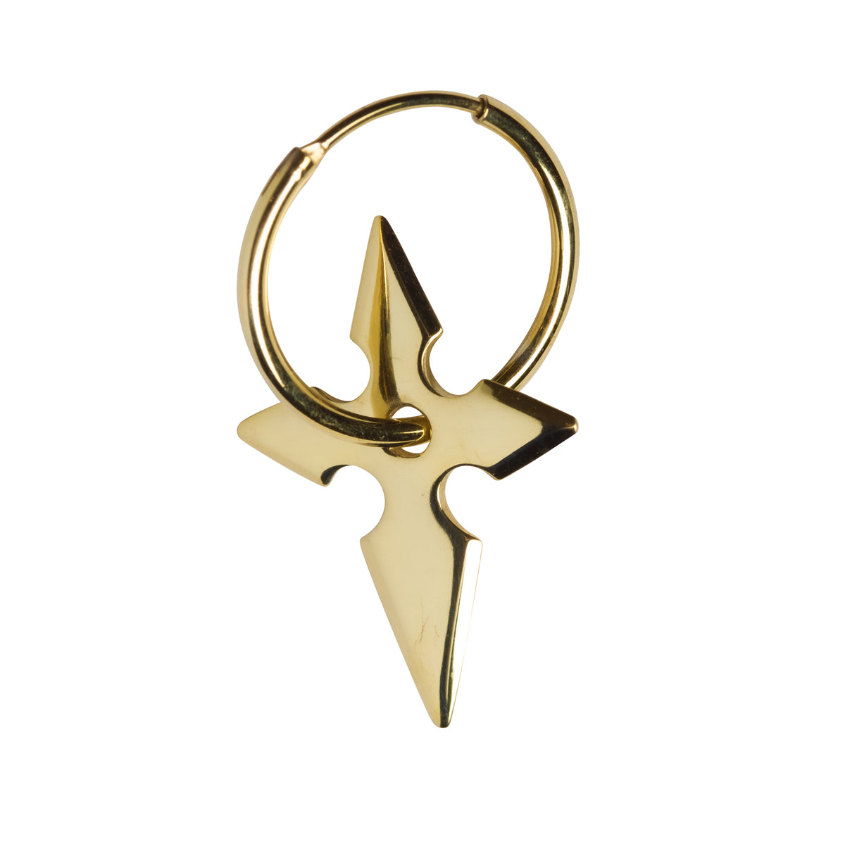 Shuriken Cross Earring - Shiny gold