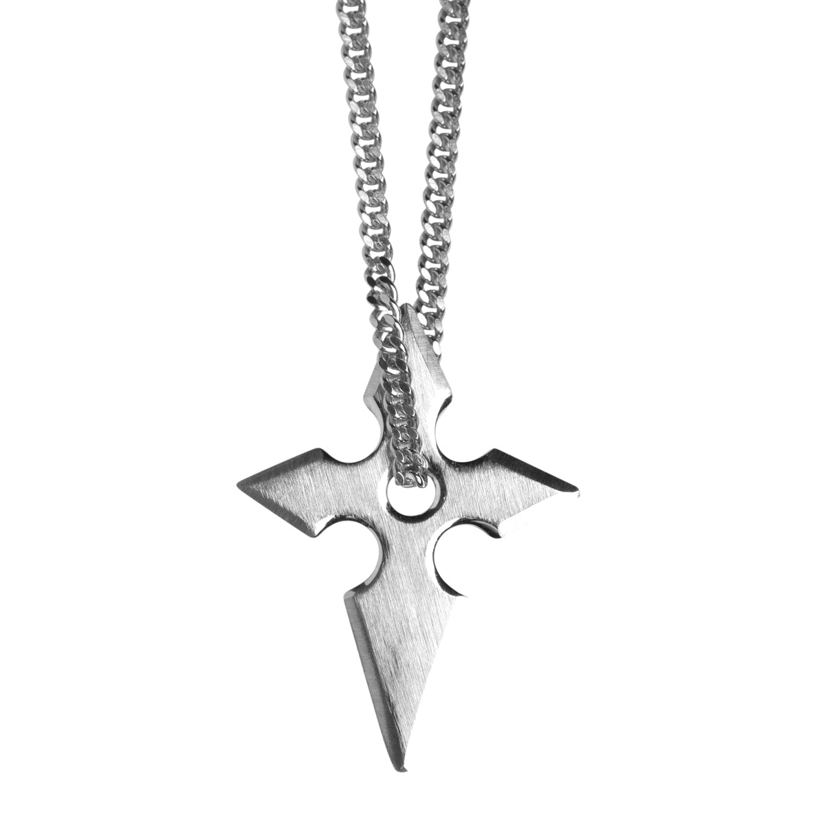 NECKLACE W SHURIKEN CROSS, Brushed - Vibe Harsløf Jewelry