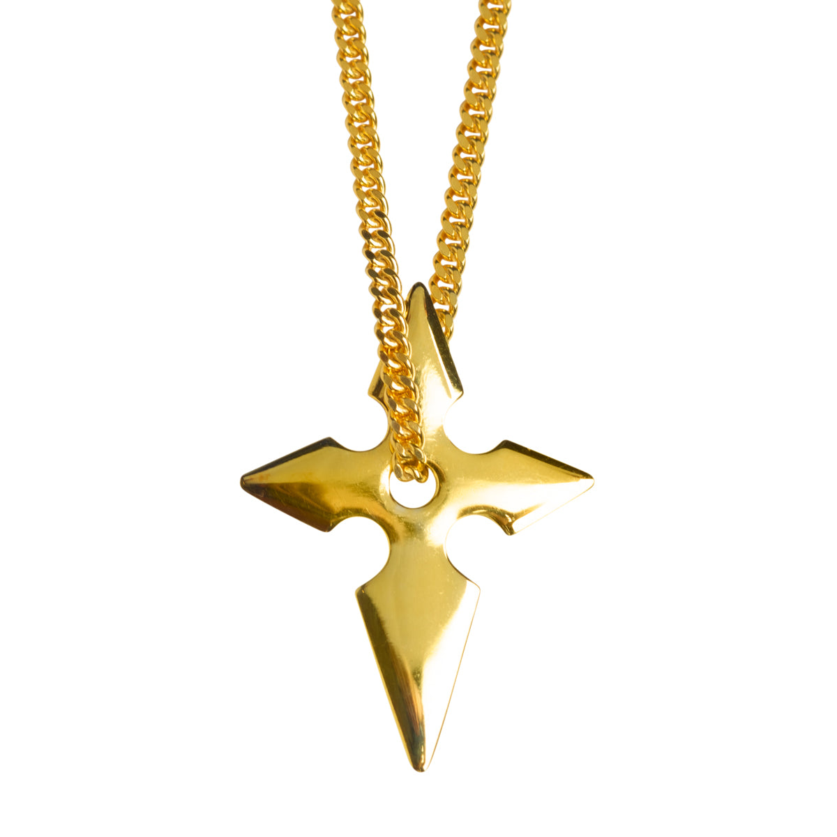 SHURIKEN CROSS NECKLACE - shiny gold